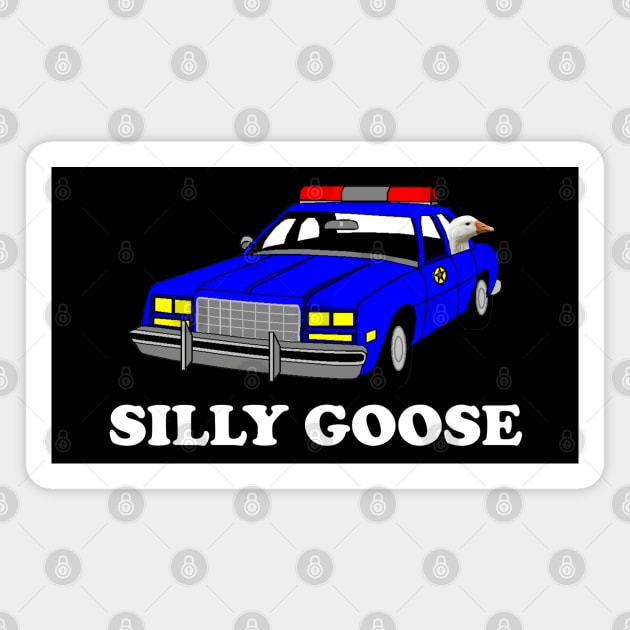 Silly Goose On Police Car Funny Meme Bumper Sticker & Car Magnet Magnet by Tees Bondano
